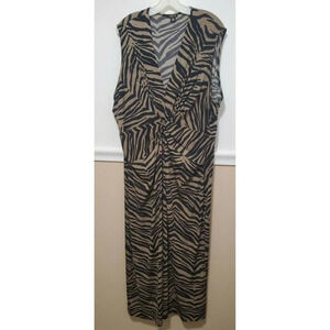 IMAN Global Chic Black Tan Animal Print Sleeveless